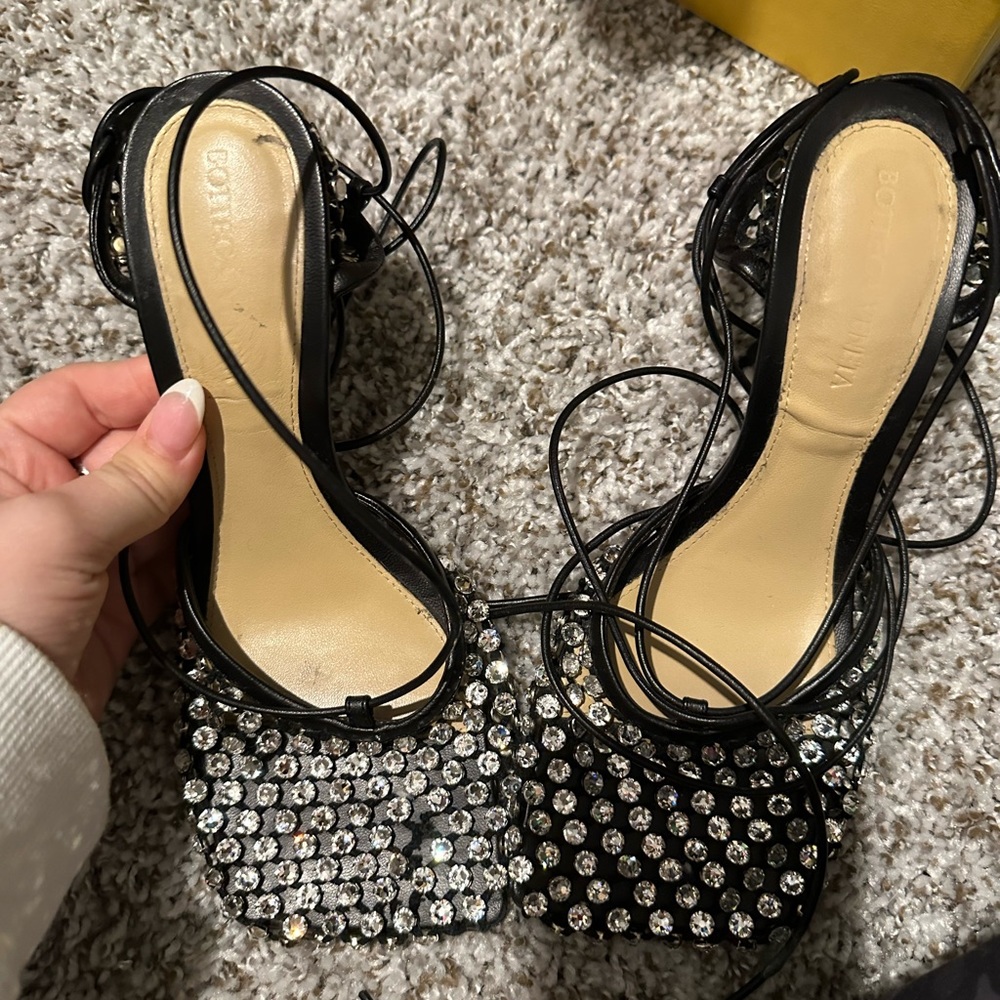 Bottega Veneta stretch sandals with rhinestones
